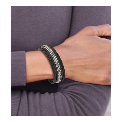 Stainless Steel Multi-Strand Leather Bracelet – view 5