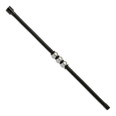 Black Stainless Steel Black Leather Bracelet – view 2