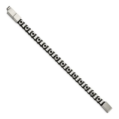 Stainless Steel Cross Leather Bracelet – view 3
