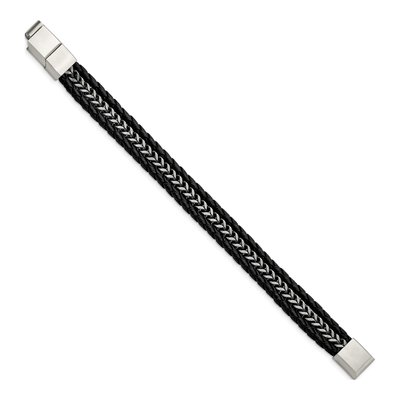 Stainless Steel Leather Bracelet – view 3