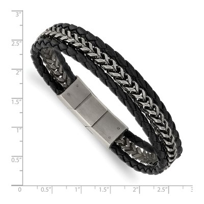 Stainless Steel Leather Bracelet – view 4