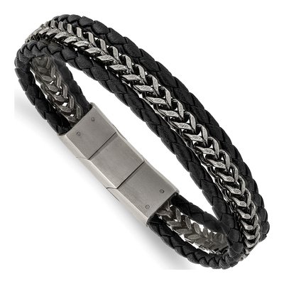 Stainless Steel Leather Bracelet