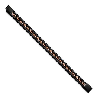Stainless Steel IP Leather Bracelet – view 3