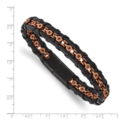 Stainless Steel IP Leather Bracelet – view 4