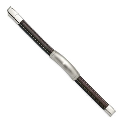 Stainless Steel Leather ID Bracelet – view 3