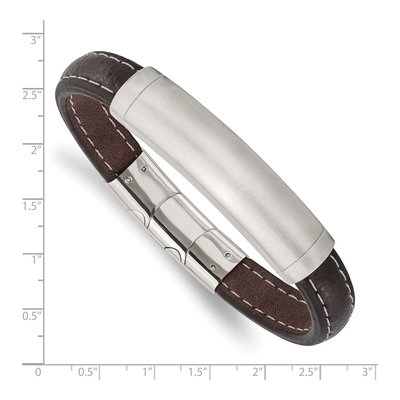 Stainless Steel Leather ID Bracelet – view 4