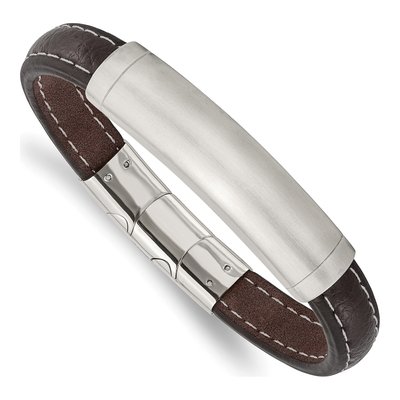 Stainless Steel Leather ID Bracelet