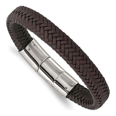 Stainless Steel Braided Leather Bracelet