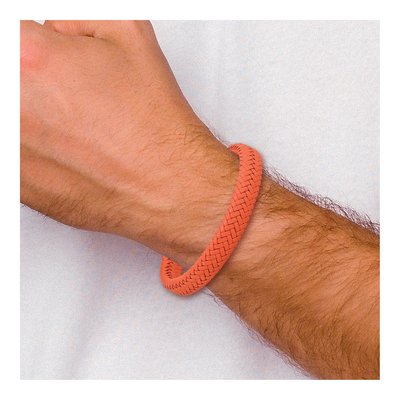 Stainless Steel Orange Leather Bracelet – view 5