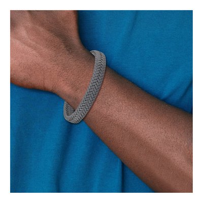 Stainless Steel Grey Braided Leather Bracelet – view 5