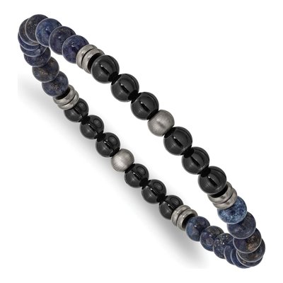 Stainless Steel Agate Stretch Bracelet