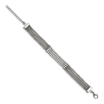 Stainless Steel CZ Mesh Multi-Strand Bracelet – view 3