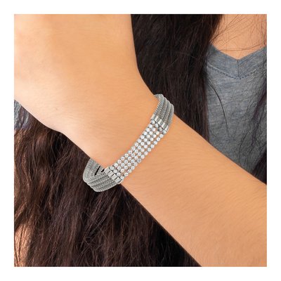 Stainless Steel CZ Mesh Multi-Strand Bracelet – view 5