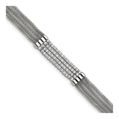 Stainless Steel CZ Mesh Multi-Strand Bracelet