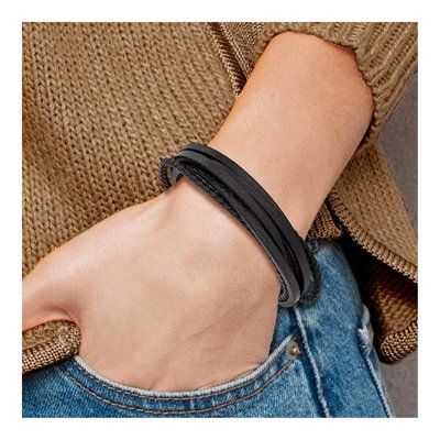 Stainless Steel Black Leather Bracelet – view 5