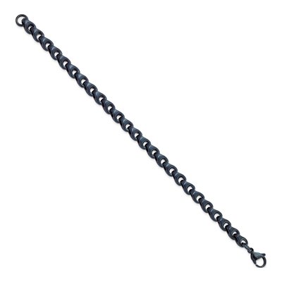 Men's Stainless Steel 5.75mm Grey Blue Link Chain Bracelet – view 3
