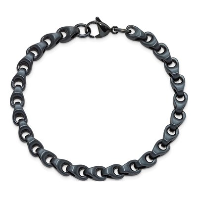 Men's Stainless Steel 5.75mm Grey Blue Link Chain Bracelet – view 4