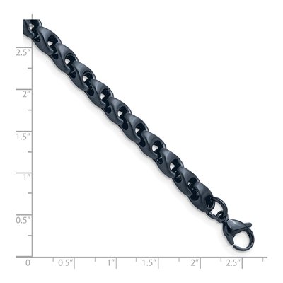 Men's Stainless Steel 5.75mm Grey Blue Link Chain Bracelet – view 5
