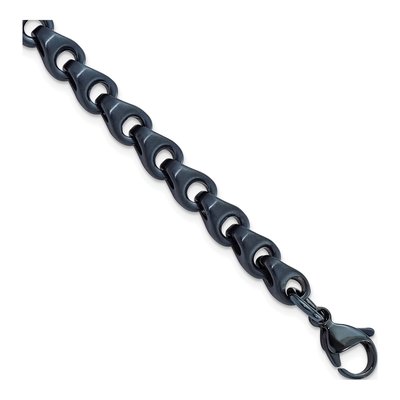 Men's Stainless Steel 5.75mm Grey Blue Link Chain Bracelet