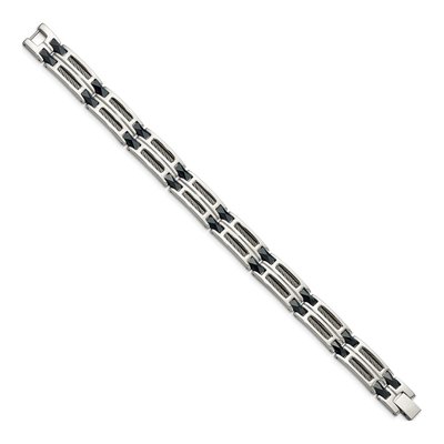 Stainless Steel Blue Ceramic Link Bracelet – view 4