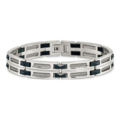 Stainless Steel Blue Ceramic Link Bracelet – view 5