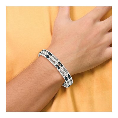 Stainless Steel Blue Ceramic Link Bracelet – view 7