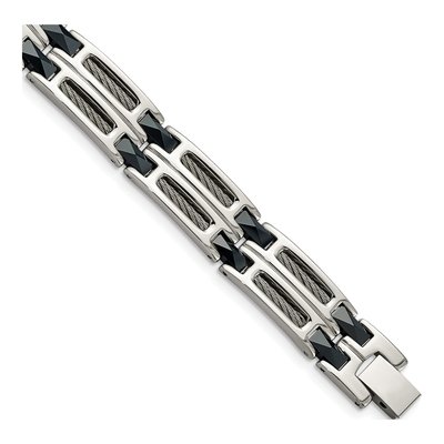 Stainless Steel Blue Ceramic Link Bracelet