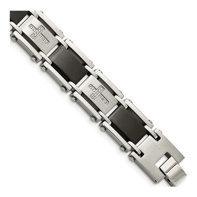 Black Stainless Steel 1/4 ct tw Diamond Bracelet
