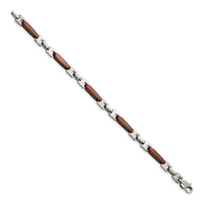 Men's Stainless Steel 7mm Brown IP Link Chain Bracelet – view 4