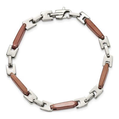 Men's Stainless Steel 7mm Brown IP Link Chain Bracelet – view 5