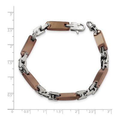 Men's Stainless Steel 7mm Brown IP Link Chain Bracelet – view 6