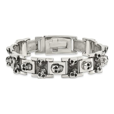 Stainless Steel Skull Link Bracelet – view 5