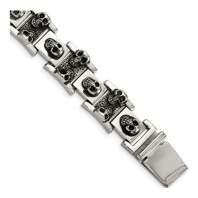 Stainless Steel Skull Link Bracelet