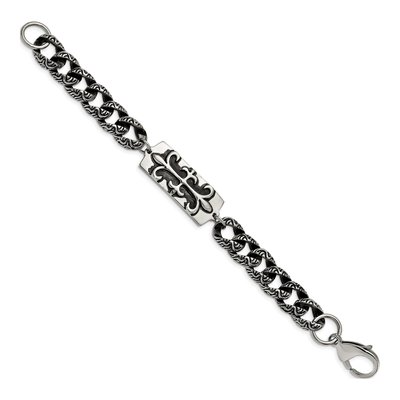 Stainless Steel Fleur de Lis Bracelet – view 4