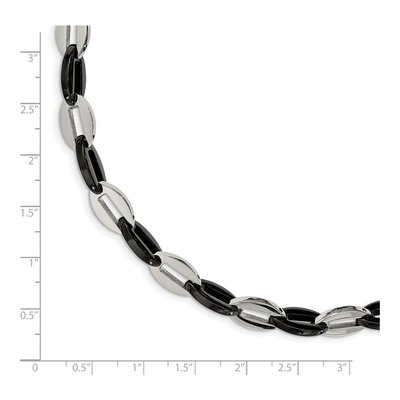 Black Stainless Steel 8mm Oval Fancy Link Chain Bracelet – view 6
