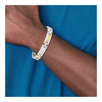 Stainless Steel & 14K Gold Link Bracelet – view 7
