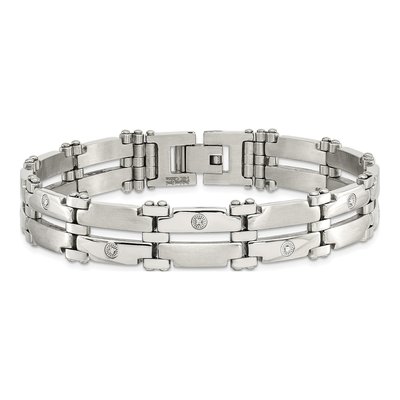 Stainless Steel & 14K Gold 1/20 ct tw Diamond Bracelet – view 5