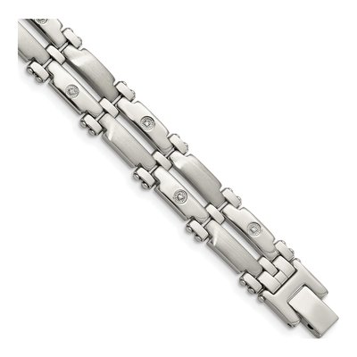 Stainless Steel & 14K Gold 1/20 ct tw Diamond Bracelet