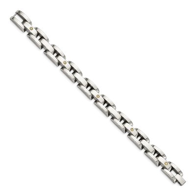 Stainless Steel & 14K Gold Diamond Bracelet – view 4