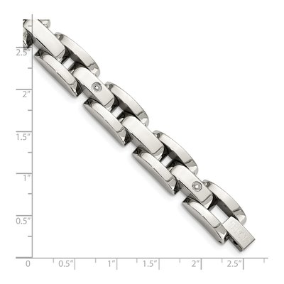 Stainless Steel & 14K Gold Diamond Bracelet – view 6