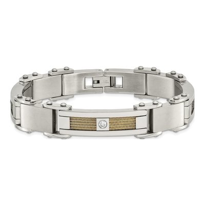 Stainless Steel CZ IP Cable Bracelet – view 5