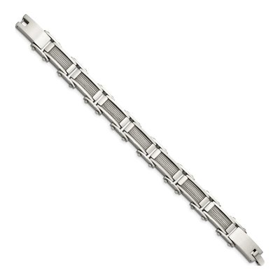 Stainless Steel Cable Inlay Link Bracelet – view 4