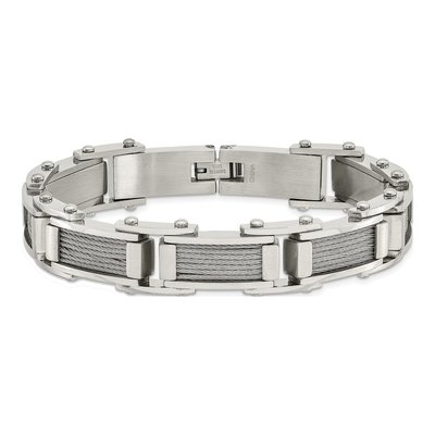 Stainless Steel Cable Inlay Link Bracelet – view 5
