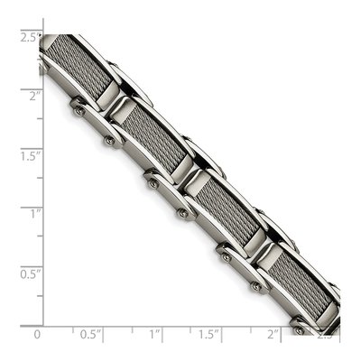 Stainless Steel Cable Inlay Link Bracelet – view 6