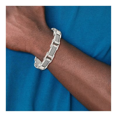 Stainless Steel Cable Inlay Link Bracelet – view 7