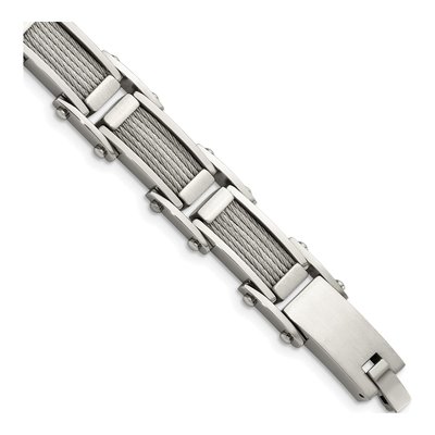 Stainless Steel Cable Inlay Link Bracelet