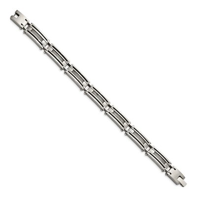 Stainless Steel Cable Inlay Link Bracelet – view 4