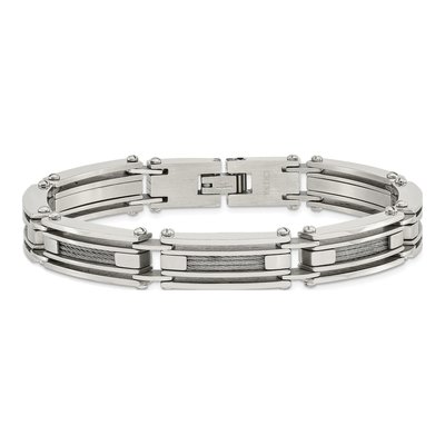 Stainless Steel Cable Inlay Link Bracelet – view 5