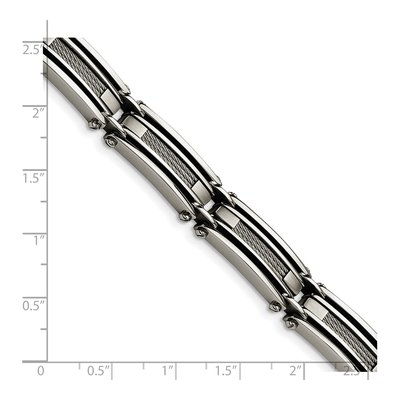Stainless Steel Cable Inlay Link Bracelet – view 6