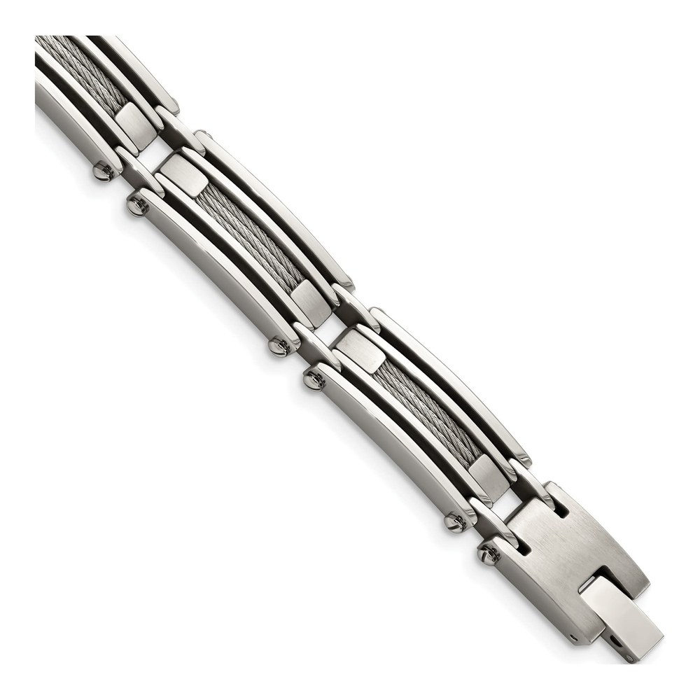 Stainless Steel Cable Inlay Link Bracelet